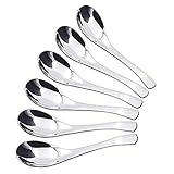CocoKool Soup Spoons, Premium Stainless Steel Japanese Soup Spoon, Widely-Used Metal Soup Spoons, Durable Stainless Soup Spoons, Thick Heavy-Weight Ramen Spoon with Modern Look, Set of 6 (Silver)
