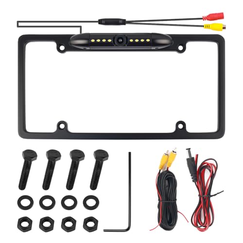 2026 New License Plate Backup Camera with 8 LED Lights Waterproof License Plate Reverse Camera with 170 Wide Angle & Night Vision Universal Back up Cameras Licenses Plates Mount