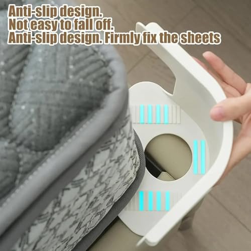 VMAYNERK 4Pcs Lock Sheet Holders,Bed Sheet Lock Clips, Sheet Holders Keep Sheets Firm,Non-Slip& Tight, Heavy Duty Bed Sheet Holder Corner Fitted Sheet Straps Fit All Mattress Size Bedlock(4, Gray)