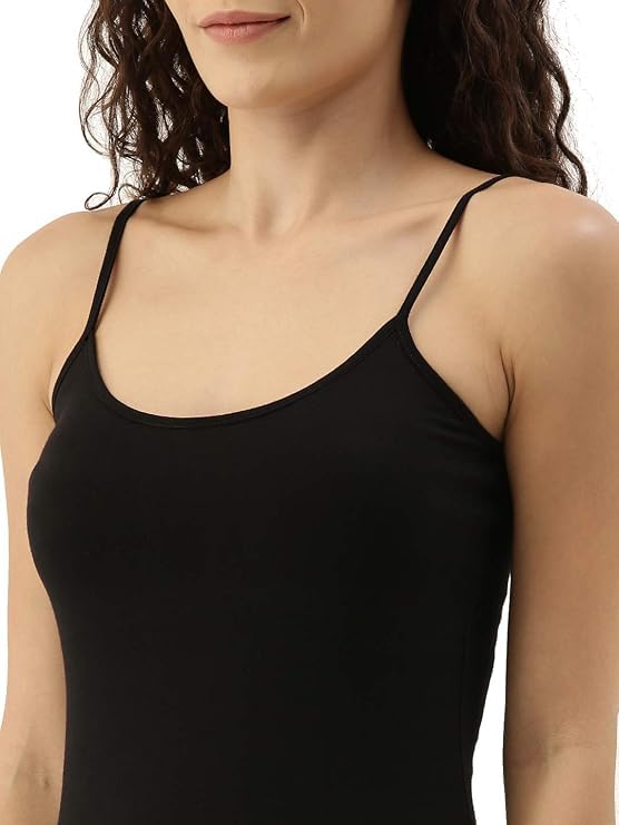 Women's Black Cotton Camisole | Soft Spaghetti Strap Tank Top-picture-52