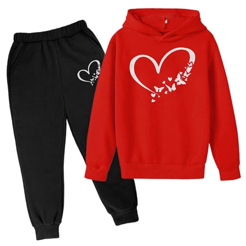 Tenues décontractées filles avec ensemble 2 pièces sweat à capuche imprimé et pantalon