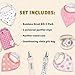 Dodo Babies Bandana Drool Bib Set – Four 100% Cotton Bibs with Soft Polyester Lining, 2 Pacifier Clips, Binky Case, Pink Gift Bag for Baby Girl or Boy Shower – Adjustable Snap Fit for 3-24 Months