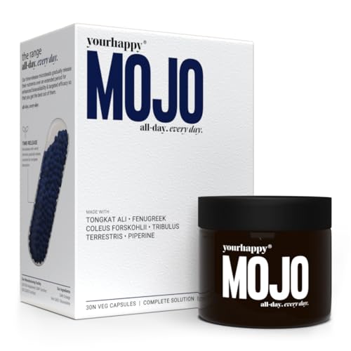 YourHappyLife MOJO Testosterone Supplement for Men with Premium Natural Stamina Amplifier and Fenugreek, L-Arginine & Tribulus for Performance Support, Muscle Recovery & Stamina 30 Capsules