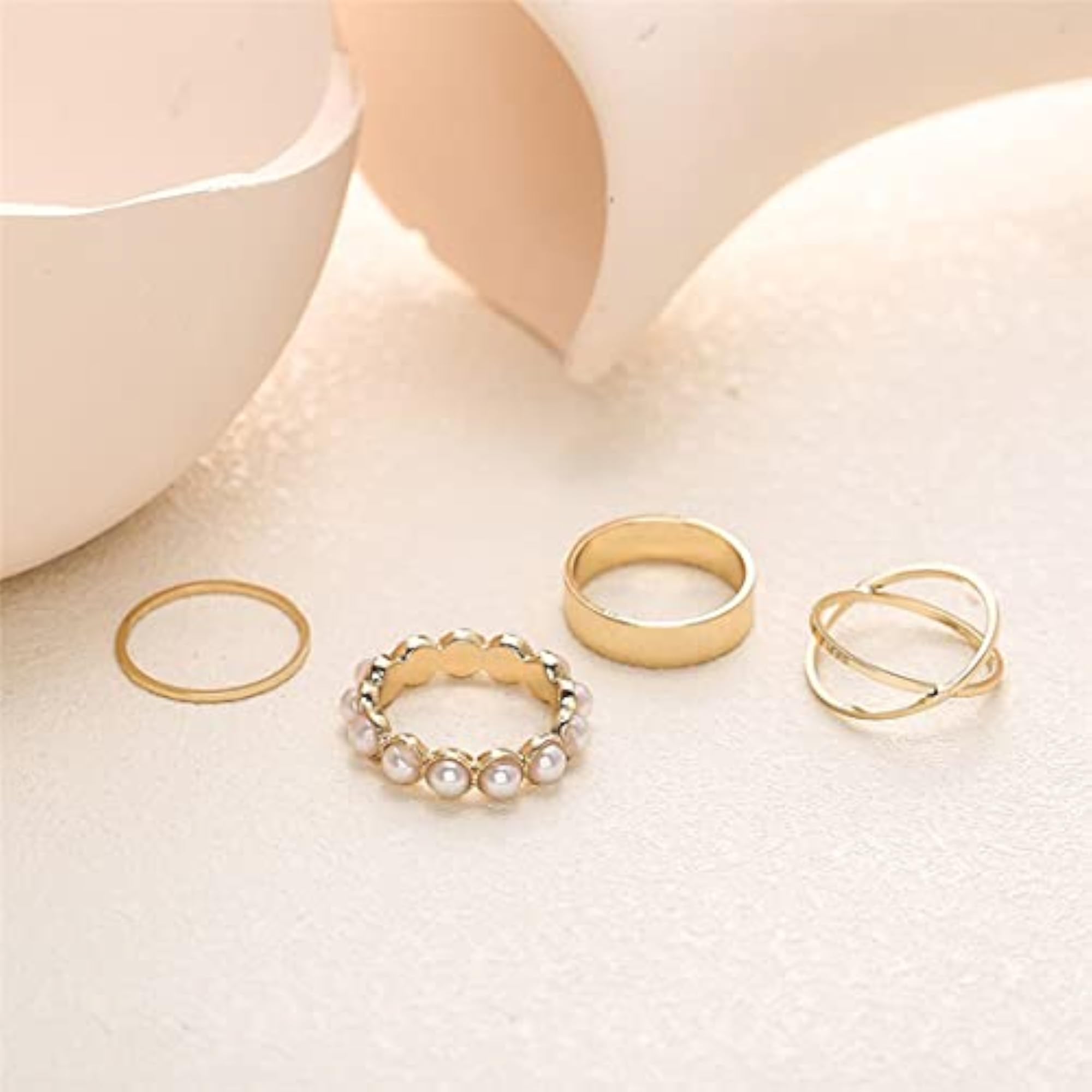 Stackable Rings Set of 4 - Gold Plated