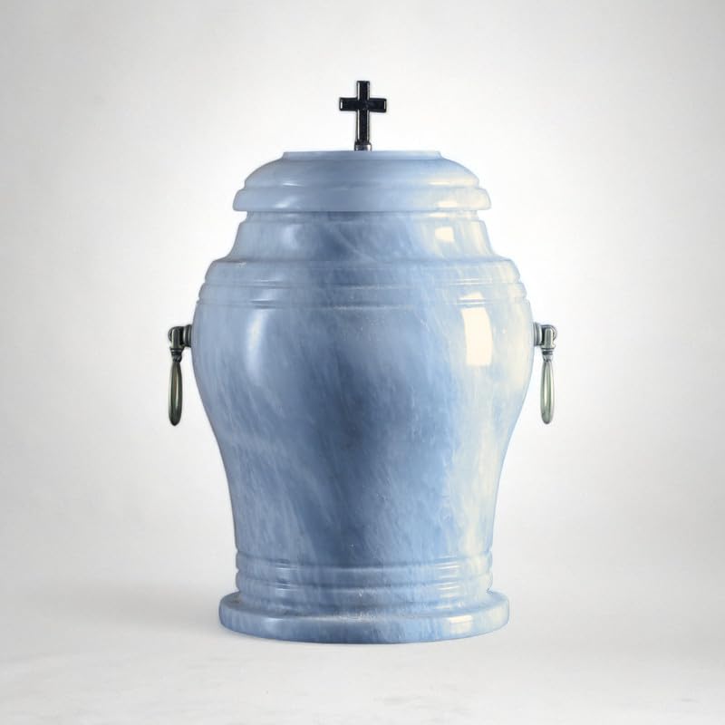 Urne funéraire en marbre blanc, urne décorative adulte pour le salon ou columbarium
