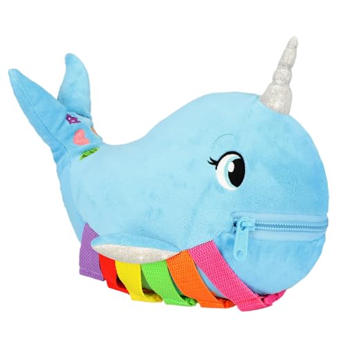 Image of Buckle Toys - Bubbly Narwhal - Develop Fine Motor Skills - Sensory Learning Activity Toys - Toddler Plane Travel Essential