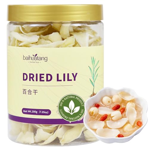 Dried Lily Bulbs 200g (7oz) Herbal Tea, Dried Lily Buds Bulbs Bai He Lilies for Tea, Cooking, Porridge, Sulfur Free, No Additives 百合干龙牙百合 银耳莲子百合羹原料