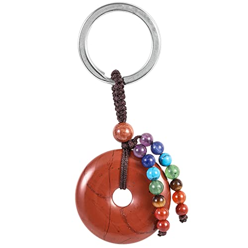 moonsix Crystal Peace Buckle Donut Keychain with 7 Chakra Beads