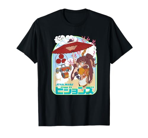 T-shirt Star Wars Visions Lop et TD-4 en coton noir pour fan de pop culture