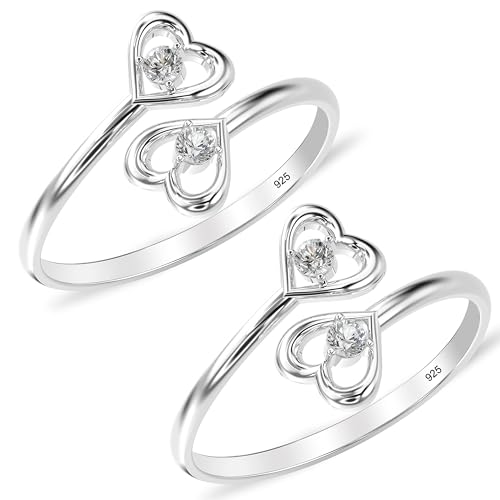 Image of TRUESILVER ACPL 925 Sterling Silver Toe Rings for Women (Adjustable) BIS Hallmarked Multi-Design Bichiya | Pure Chandi Foot Jewelry | Gift for Mom, Anniversary, Birthday