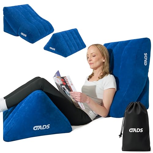 Gads Inflatable Wedge Pillow Set - Inflatable Bed Wedge for Sleeping, Swollen Legs, and Travel - Compact Blow-Up Leg Pillow for Elevation