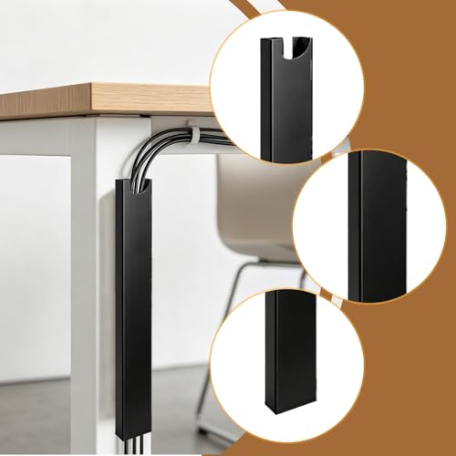 Canal para gestión de cables bajo escritorio de aleación de aluminio profesional, accesorio para ocultar cables, fácil instalación, color negro miniatura 3
