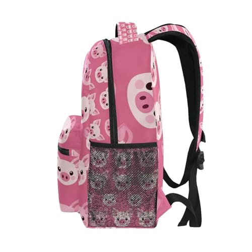 Pink Cartoon Pig Face Laptop Backpack Shoulder School Bag for Girls, Animal Water Resistant College Travel Computer Notebooks Computer Bag Daypack Bookbag for Kids Boys Women4