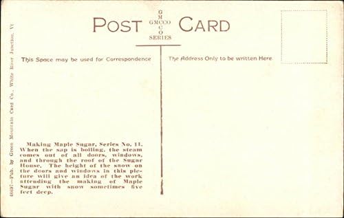 Miniatura 2 de Boiling the sap, a sugar house in operation Vermont VT Original Antique Postcard
