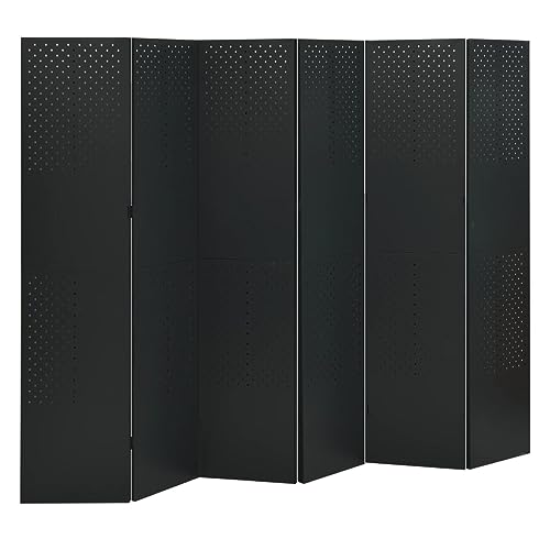 Genérico Biombos divisores de 6 Paneles 2 uds Negro Acero 240x180 cm,Mobiliario,Divisores de ambientes-3095199