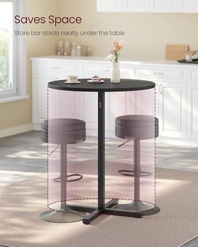 Image of VASAGLE Round Cocktail Table, Set of 2, High Top Bar Pub Table with Metal Frame and Cross Base, for 2-3 People, Modern, Easy to Assemble, 23.6 x 41.1 Inches, Ebony Black ULBT361B01-2J