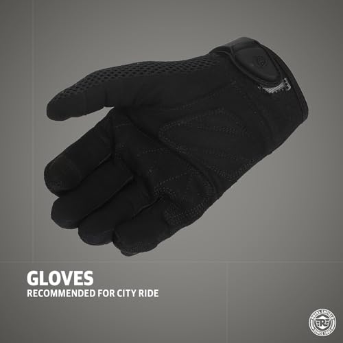 Image of Royal Enfield Street Ace Riding Gloves | Air Mesh- Optimum Ventilation | Microsuede Patch for Grip | Poly Stretch Fabric | Protection- TPR Knuckle Protectors | Black M