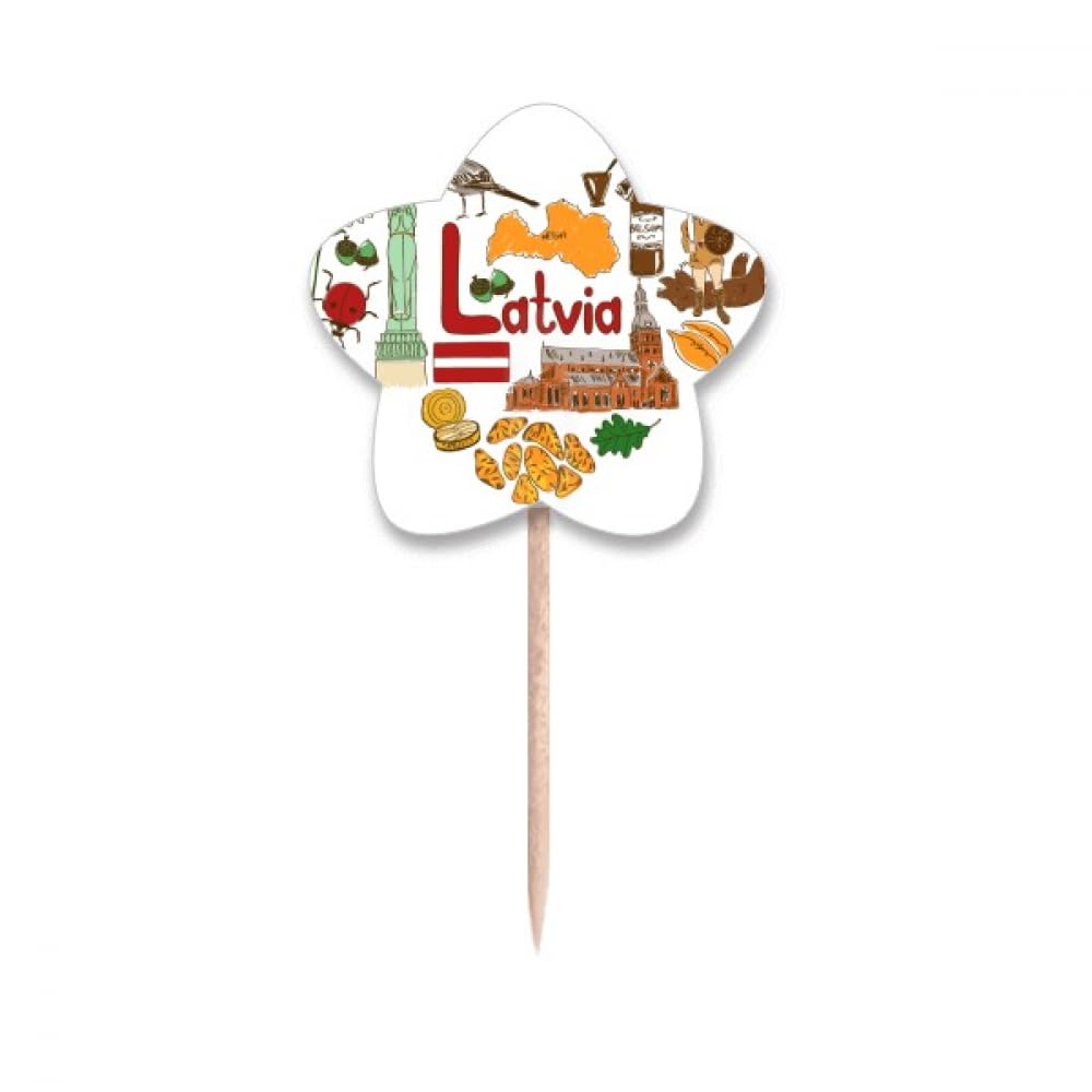 Cure-dents drapeau Lettonie love heart pour décoration de cupcake