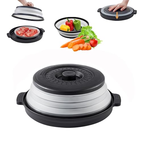 xocome Microwave Cover Foldable Cover for Microwave Lid 30 cm for Fruit Vegetables/Microwave with Multifunctional Foldable Fresh Cover with Base Heatable Cover