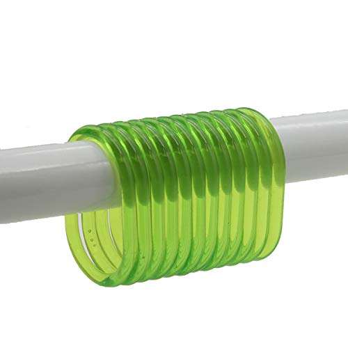 TENDANCE - PVC Cortina Anillos, Transparente Verde, Juego de 12 Cover