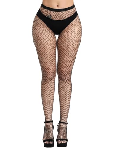 Image of Fishnet Stockings For Women High Waisted Fishnet Tights Sexy Wide Mesh Fishnet Stockings