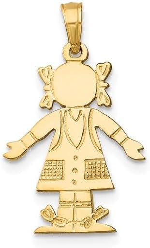 14K Yellow Gold Girl Charm Pendant