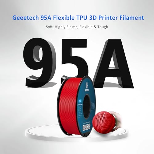 Image of Geeetech TPU Filament 1.75mm, 95A Flexible 3D Printer Filament with High Elasticity, 1KG (2.2lbs) Spool, Dimensional Accuracy ±0.03mm, Fits Most FDM Printers, Red