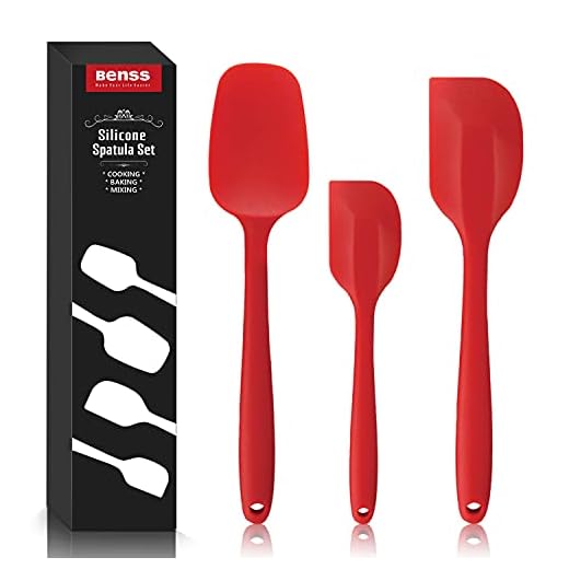 Espátulas de Silicona Utensilios Cocina de Silicona, Resistente al Calor No Tóxico Antiadherente Hornear Cocinar, Juego de Espátulas de Silicona, Espátula y Cuchara (3, Rojo)