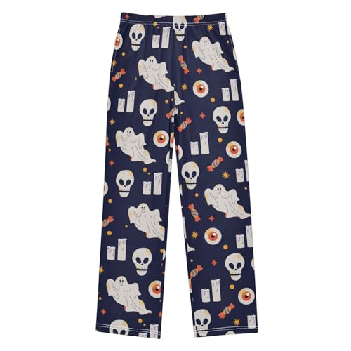 Boys' Pants Halloween Pumpkin Ghost Skull Web Candy Bat Long Bottoms Elastic Waist Trousers with Pockets S-XL
