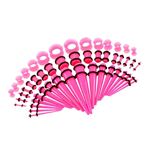 Generic 50 Peças de Plugues de Acrílico 14g- Túneis de Silicone, Rosa