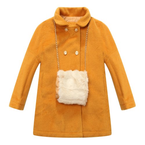 Richie House Little Girls' Double-Breasted Overcoat With Protective Hand Cover Rh1193-5/6 Orange #TOP17