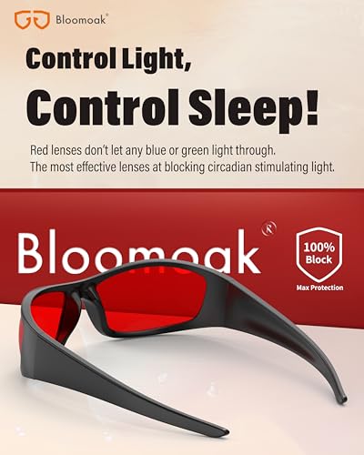 Image of Bloomoak 99% Blue Light Blocking Glasses,Nighttime Sleep,Fully Wraparound Your Eyes with No Leaks for Side Glare