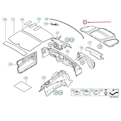 Cache anti-bruit de capot BMW E60 E61 coton isolant thermique 2004-2010 OEM 51487148208 - 6