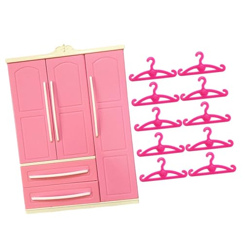 MagiDeal Armadio per Bambole Organizzatore di Vestiti per Bambole Decorazioni Ornamento Adorabile Mobili per Bambole in Miniatura Regali di, con gruccia Dritta