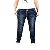 Ansenesna Jogginghose Herren Jeans Regular Fit Denim Hose Männer Lang Gummibund mit Drawstring Jeans Vintage Jeanshose (Marineblau,XXXL)
