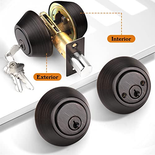 Cerradura de doble cilindro con llave igual de bronce para puertas de entrada en pack de 2 3