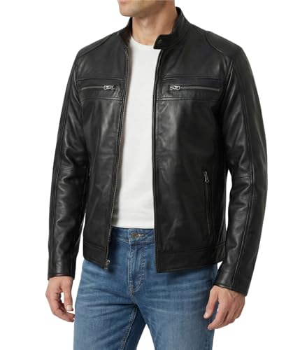 Image of Decrum Real Lambskin Leather Jackets for Men with Zipper Closure