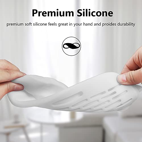Image of Esimen Silicone Cover for Bose SoundLink Flex Bluetooth Portable Wireless Speaker Soft Protective Sleeve with Carabiner, Full Directions Protection Silicone Carrying Case (White)