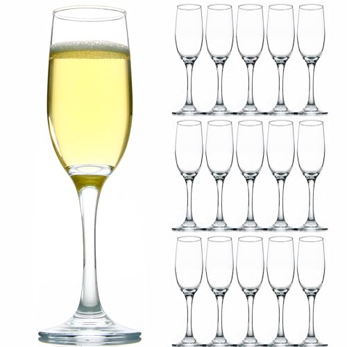 CZUMJJ Elegant Champagne Glasses Set of 16, Long Stem Glass