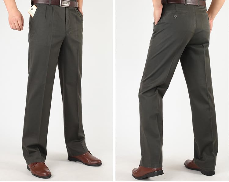 SevenBoy Men's Slim-Fit Casual Chino Pant Autumn and Winter Thick Double Pleated Loose Cotton High Waist3