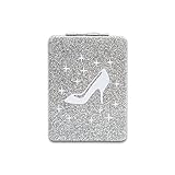 12 Pcs Sweet 15 High Heel Silver Compact Mirror Square Glitter Pu Leather Makeup Mirror Recuerdos De Mis Años Birthday Party Favors for Girl