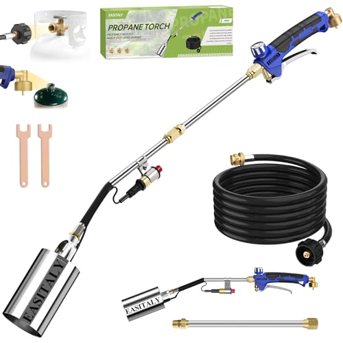 Propane Torch Weed Burner Kit,High Output with 12.5FT Hose,Heavy Duty Blow Torch Flamethrower with Long/Short Mode for Flame Weeding,Roofing,Ice Melting,Road Marking,BBQ