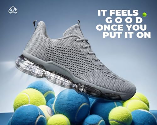 Image of Socviis Men's Air Cushion Running Shoes Breathable Tennis Fashion Sneakers Non Slip Workout Casual Sport Shoes Gym Training Comfortable Walking Shoes