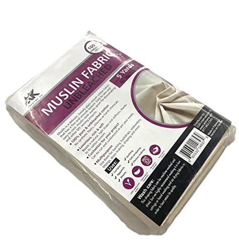 Ak Trading Co. Ak Trading 60" Wide Natural Muslin, 100% Cotton Fabric, Unbleached-5 Yards #TOP2