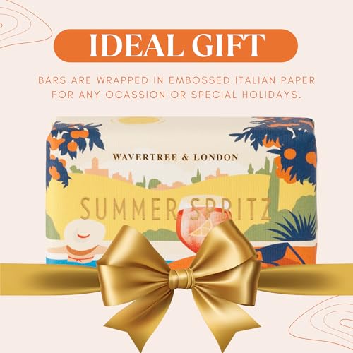 Image of Wavertree & London Summer Spritz Scented Natural Soap (2 Bars), 7oz Moisturizing French Triple Milled Soap Bars enriched with shea butter - Pure Plant Based Bath & Body Bars for All Skin Types