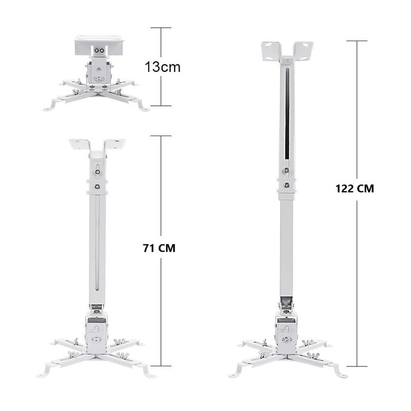 Image of Adjustable Projector Ceiling Mount Stand | 40 to 48 Inch (4 Feet) Extendable Bracket | Universal Tilt, Swivel & Rotate Wall /Ceiling Projector Mount | Heavy-Duty Frame