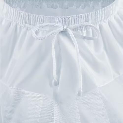 2 Hoops Full Slip Double Layers Tulle Petticoats Elastic Waist Crinoline Underskirt for Flower Girls Dress White 45cm4