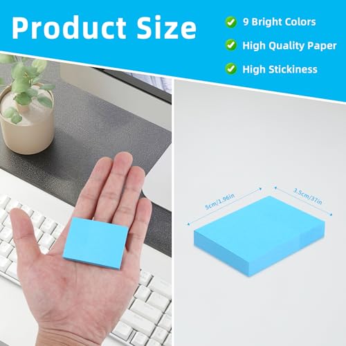 24 Stück Haftnotizen 50 mm x 38 mm, Klebezettel zum Beschriften, Stark Haftend, 8 Farben Super Sticky Notes für Schule, Zuhause, Büro Erinnerung, Checkliste oder To-Do-Liste