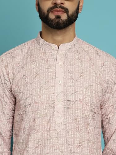 Image of SOJANYA (Since 1958 Men's Cotton Embroidered Printed Kurta & White Pyjama Set