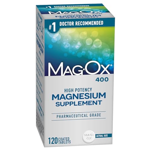 Mag-Ox Magnesium Supplement, Pharmaceutical Grade Magnesium Oxide 483mg, Most Concentrated Form of Magnesium, 120 Tablets Mag-Ox Magnesium Supplement, Pharmaceutical Grade Magnesium Oxide 483mg, Most Concentrated Form of Magnesium, 120 Tablets